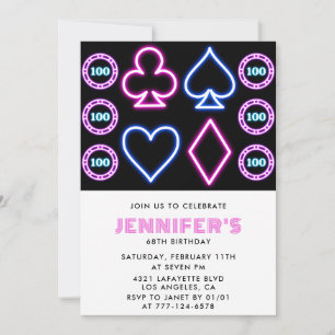 Pink Casino Thema Glücksspiel Poker 68. Geburtstag Einladung