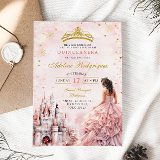 Pink Castle Palace Quinceanera Mexikanischer Gebur Einladung