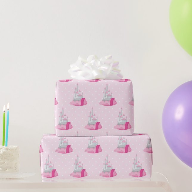 Pink Castle Pattern Geschenkpapier (Partygeschenke)