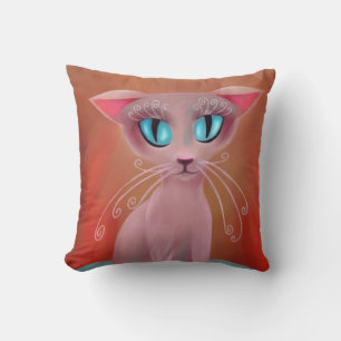 Pink Cat Anime, Digitale Malerei Kissen