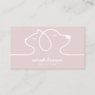 Pink Cat Dog Line Logo Petsitter Visitenkarte