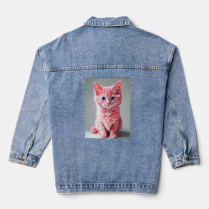 Pink Cat Foto Portrait Jeansjacke