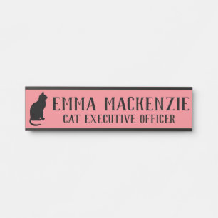 Pink Cat Hanging Door Namensschild