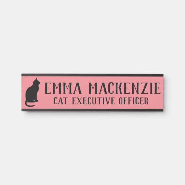 Pink Cat Hanging Door Namensschild (Vorderseite )