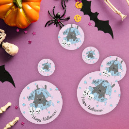 Pink Cat in Pumpkin Skull Candy Mais Halloween Konfetti