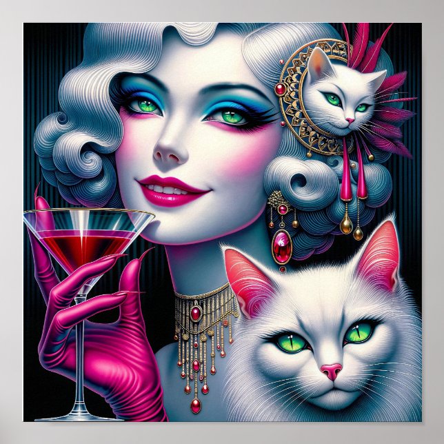 Pink Cat Lady Poster (Vorne)