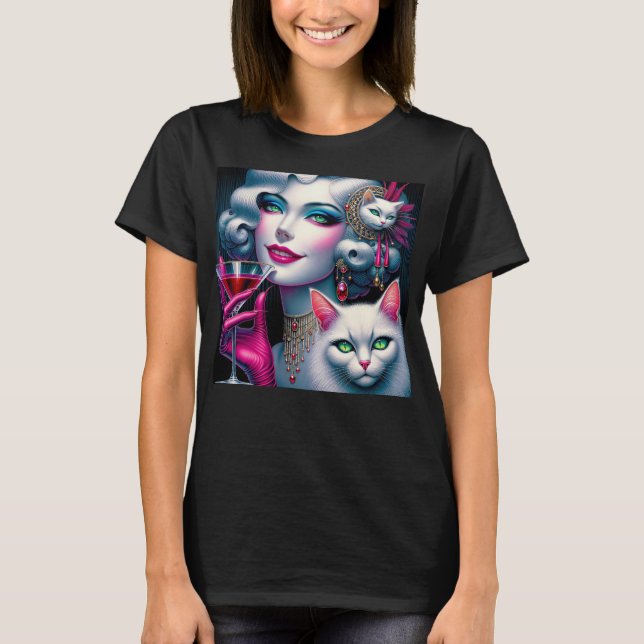 Pink Cat Lady T-Shirt (Vorderseite)