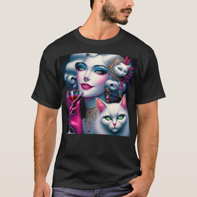 Pink Cat Lady T-Shirt (Vorderseite)