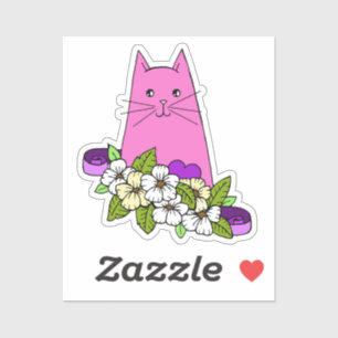 Pink Cat Laptop Aufkleber