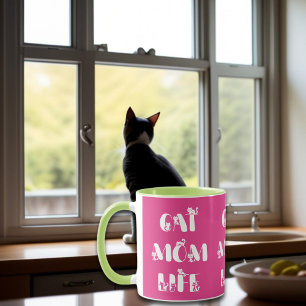 Pink Cat Mama Leben Niedlich Typografie Muttertag Tasse