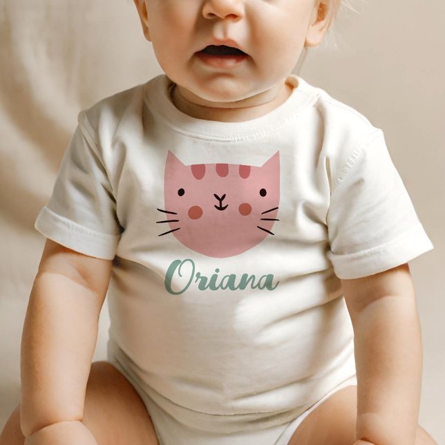Pink cat Niedlich Kitty Baby T-shirt (Von Creator hochgeladen)