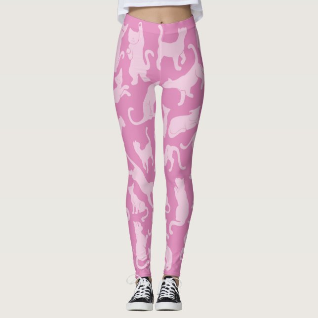 Pink Cat Pattern Leggings (Vorderseite)