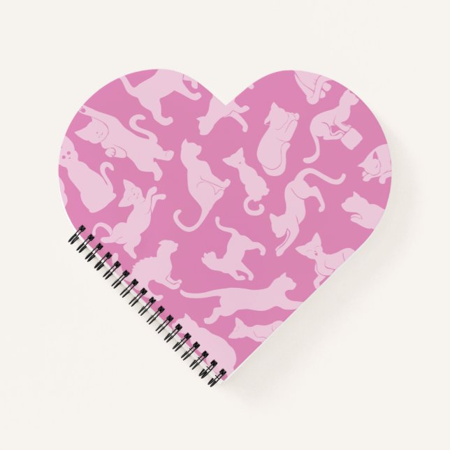 Pink Cat Pattern Notizbuch (Vorderseite)