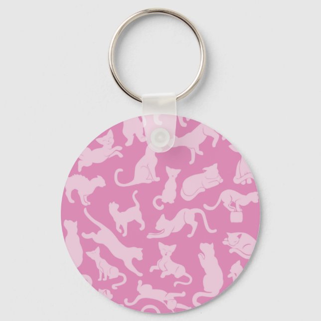 Pink Cat Pattern Schlüsselanhänger (Vorderseite)