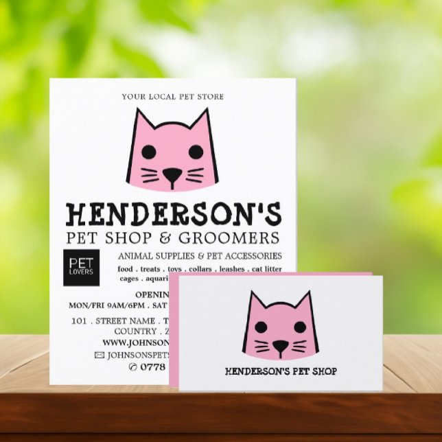 Pink Cat, Pet Store & Groomer Werbung Flyer (Von Creator hochgeladen)