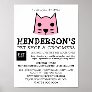 Pink Cat, Pet Store & Groomer Werbung Poster