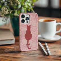 Pink Cat Silhouette Handy Case