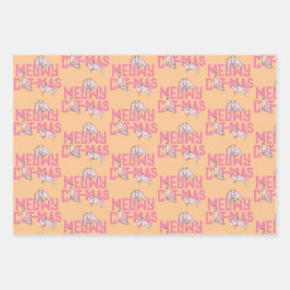 Pink Cat Weihnachtsfeiertag Geschenkpapier Set