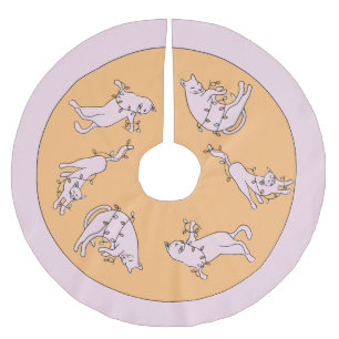 Pink Cat Weihnachtslicht Polyester Weihnachtsbaumdecke