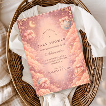 Pink Celestial Bows Clouds Baby Shower