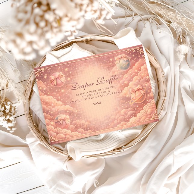 Pink Celestial Bows Clouds Diapper Raffle Begleitkarte (Von Creator hochgeladen)