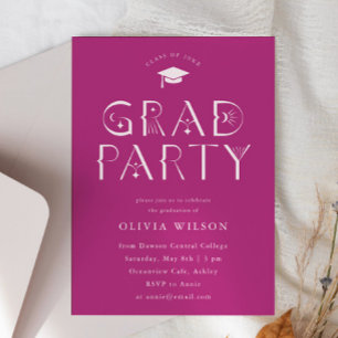 Pink Celestie Typografy Grad Party Einladung