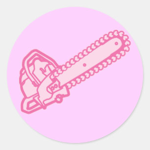 Pink Chainsaw von Liebe Runder Aufkleber