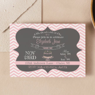 Pink Chalkboard Kuchen Erster Geburtstag Einladung