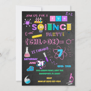 Pink Chalkboard Science Einladung
