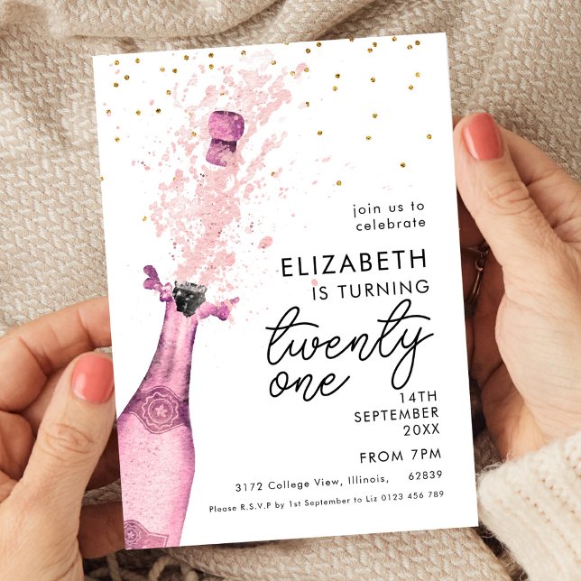 Pink Champagne 21. Geburtstag Einladung (Von Creator hochgeladen)