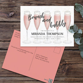 Pink Champagne Brautparty Gast Pre adressiert Postkarte