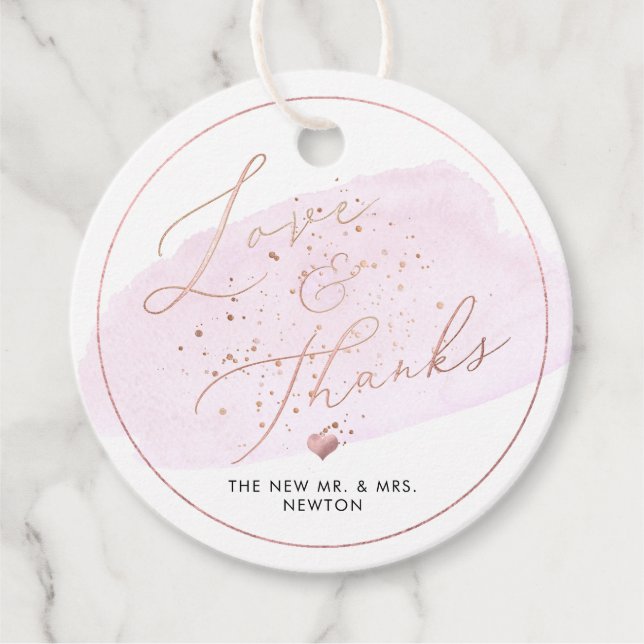 Pink Champagne Bubbles, Aquarell Danke Geschenkanhänger (Vorderseite)