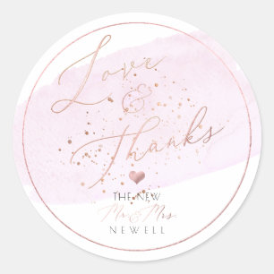 Pink Champagne Bubbles, Aquarell Danke Runder Aufkleber