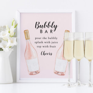 Pink Champagne Bubbly Bar Sign Poster