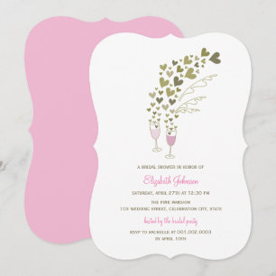 Pink Champagne Cheers Hearts Brautparty Einladung