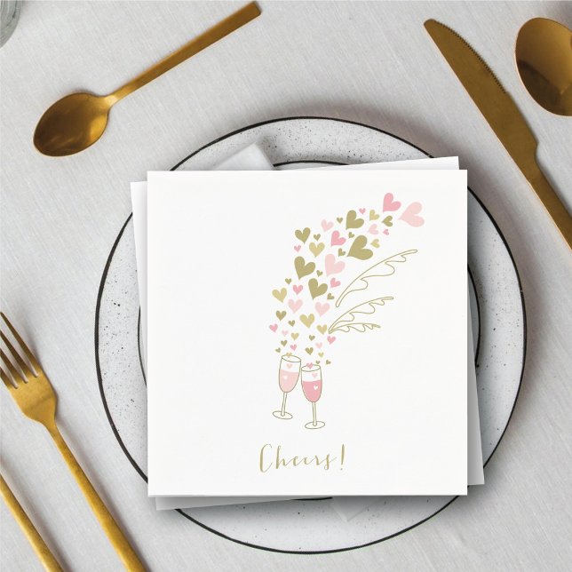 Pink Champagne Cheers Verlobung Wedding Party Serviette (Pink Champagne Cheers Engagement Wedding Party Paper Napkins @ fat_fa_tin)