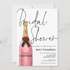Pink Champagne Flasche Script Weißes Brautparty Einladung