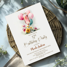 Pink Champagne Glass 18. Geburtstagsparty Einladung