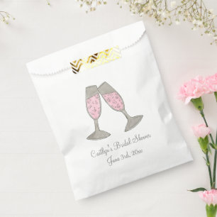 Pink Champagne Hochzeitliches Brautparty Verlobung Geschenktütchen
