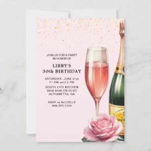 Pink Champagne Mimosa Party Einladung