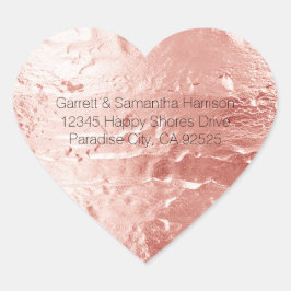 Pink Champagne Rose Glam Wedding Herz-Aufkleber