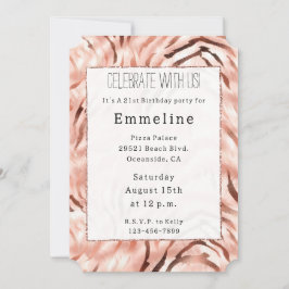 Pink Champagne Rose Glam Zebra Einladung