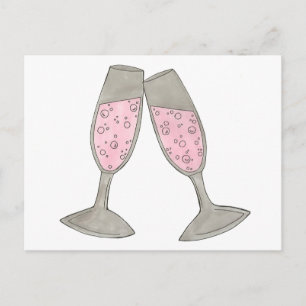 Pink Champagne Save the Date Wedding Bride Groom Ankündigungspostkarte
