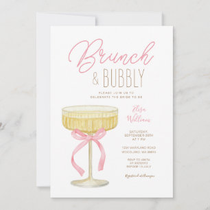 Pink-Champagner-Brunch und sprudelnde Brautparty Einladung