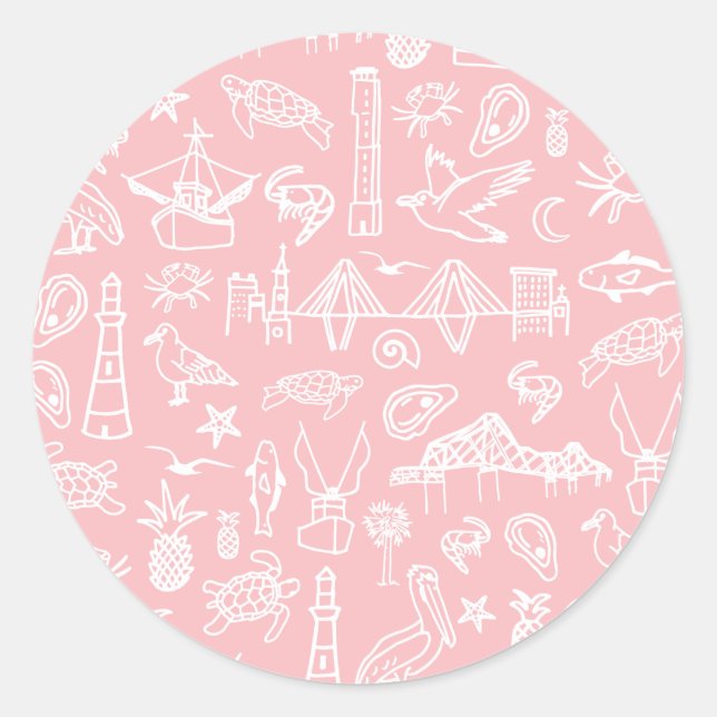 Pink Charleston Toile Sticker (Vorderseite)