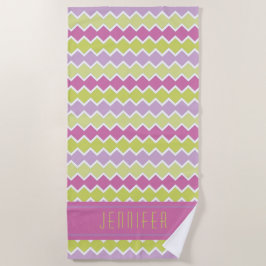 Pink Chartreuse Yellow Geometric Pattername Strandtuch
