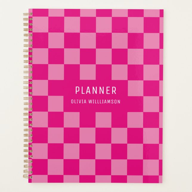 Pink Checked Name Planer (Vorderseite)