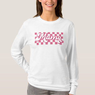Pink Checked Retro Mama T-Shirt