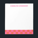 Pink Checkerboard Checked Patches Personalisiert Notizblock<br><div class="desc">Pink Checkerboard Checked Patered Personalisiert Notepad</div>