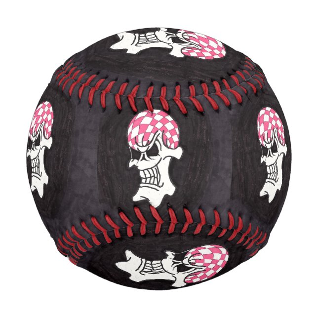Pink Checkerboard Skull Baseball (Vorderseite)